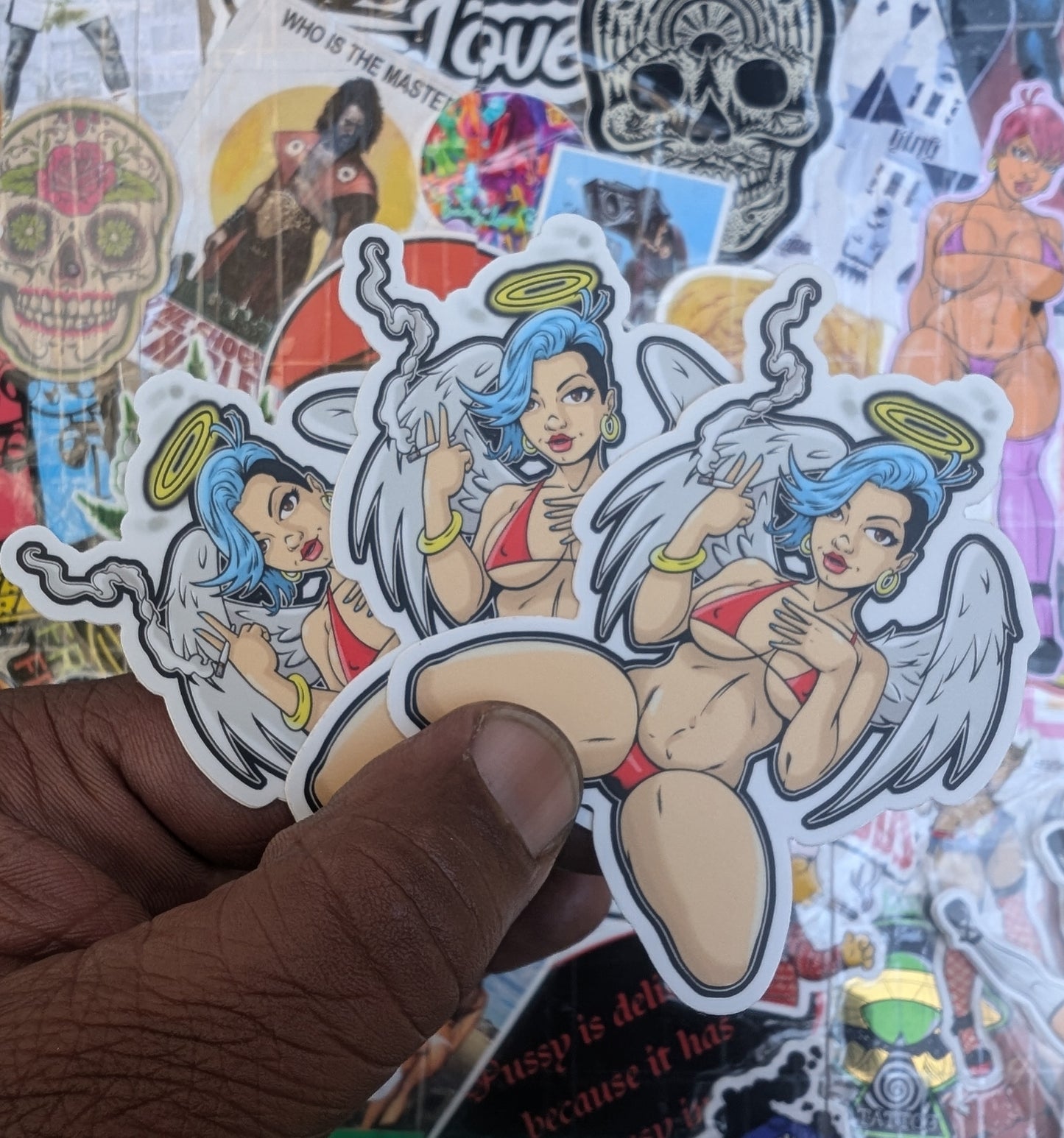 weed girl angel sticker